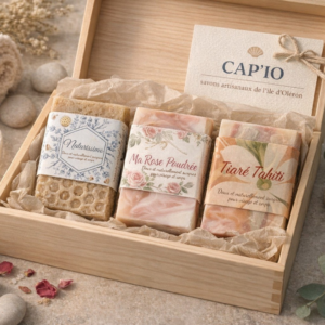 coffret cadeau de trois savons solides